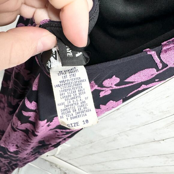 Arianna By Rachel Kaye Evening Gown One Shoulder Maxi Velvet Purple Floral Slit - Picture 6 of 10